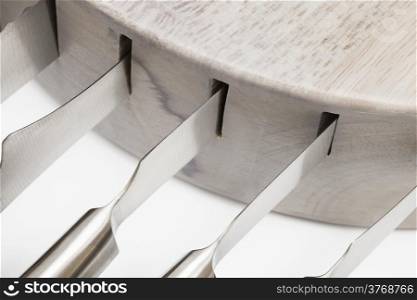 a set of kitchen knives in close-up