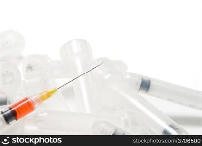 A set of syringes ready for medications.. Syringes