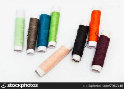 a set of threads for sewing close-up