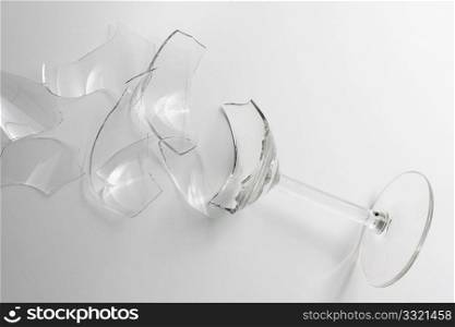 A shattered wine glass