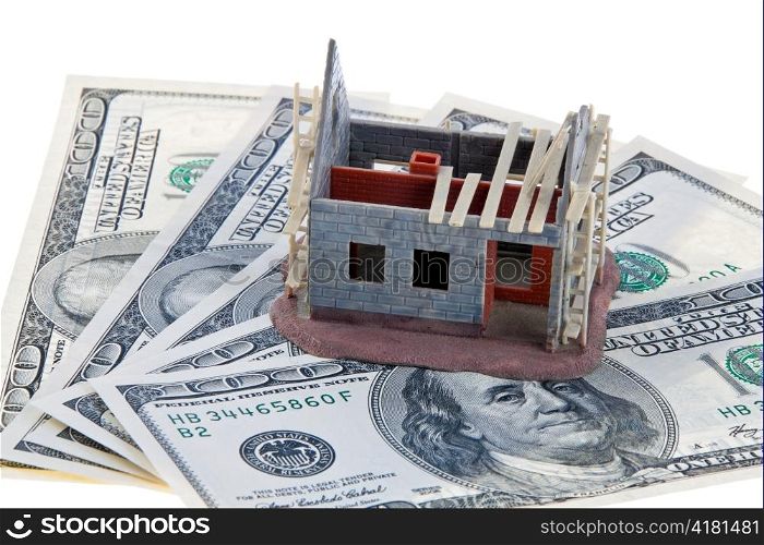 a shell house. funding with dollar bills