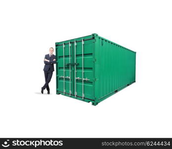 A shippping container on white