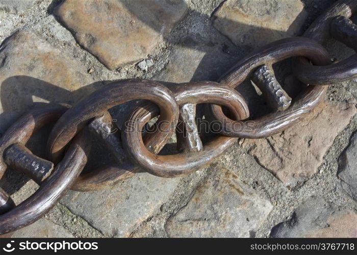 A ships chain at the dockside