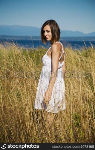 A shot of a beautiful caucasian girl outdoor