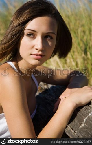 A shot of a beautiful caucasian girl outdoor