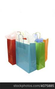 A shot of a bunch of isolated colorful shopping bags