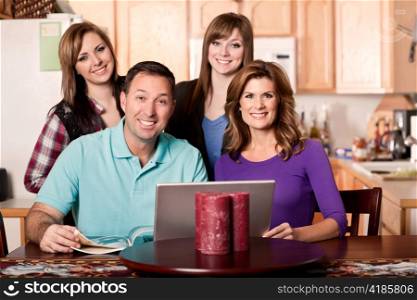 A shot of a caucasian family spending time at home