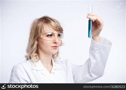 A shot of a caucasian female scientist