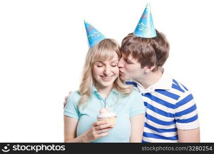 A shot of a girl celebrating her birthday with her boyfriend