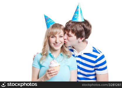 A shot of a girl celebrating her birthday with her boyfriend