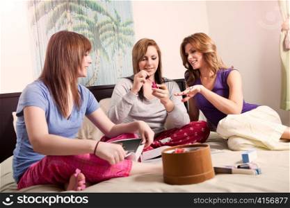 A shot of a mother spending time with her two teenage daughters