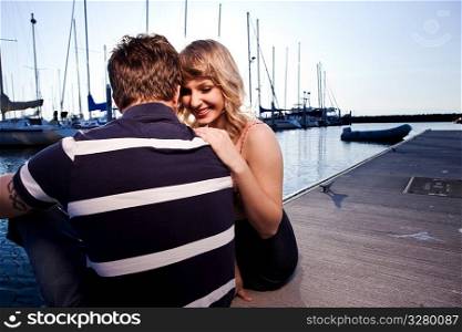 A shot of a romantic caucasian couple in love outdoor