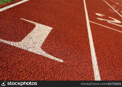 A shot of a running track on an athletic field