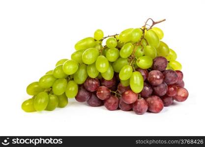 A shot of a White and Red Grapes, laying and isolated on white.