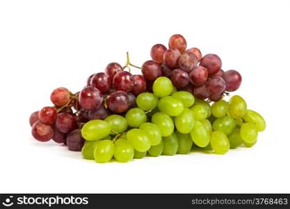 A shot of a White and Red Grapes, laying and isolated on white.