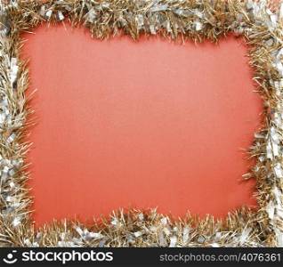 A shot of christmas frame on a red background