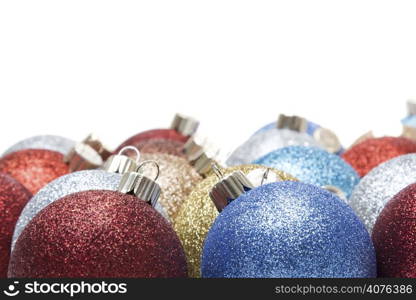 A shot of variety of christmas ornaments with copyspace