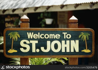 A signage on display, St. John, U.S. Virgin Islands