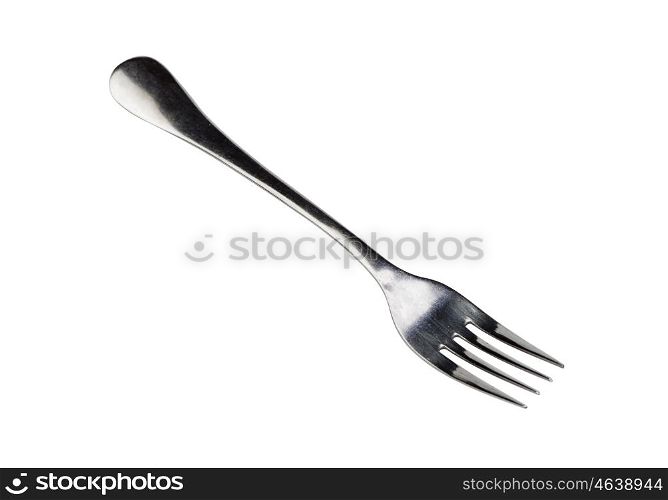 A silver fork isolated on white background