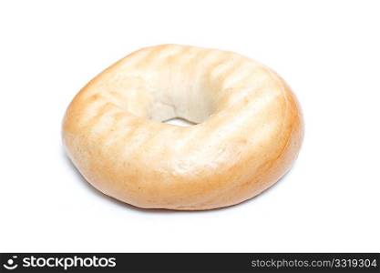 A single bagel isolated on white
