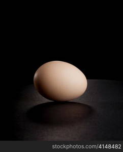 A single egg shot on black with a horizon line