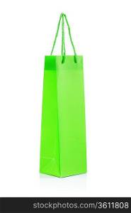 a single green paper bag isolated