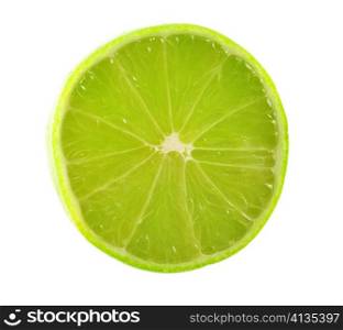 a slice of lime isolated on white background