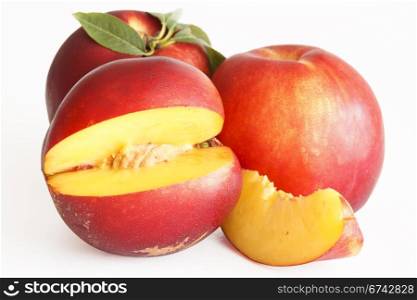 a slice of nectarine on withe background
