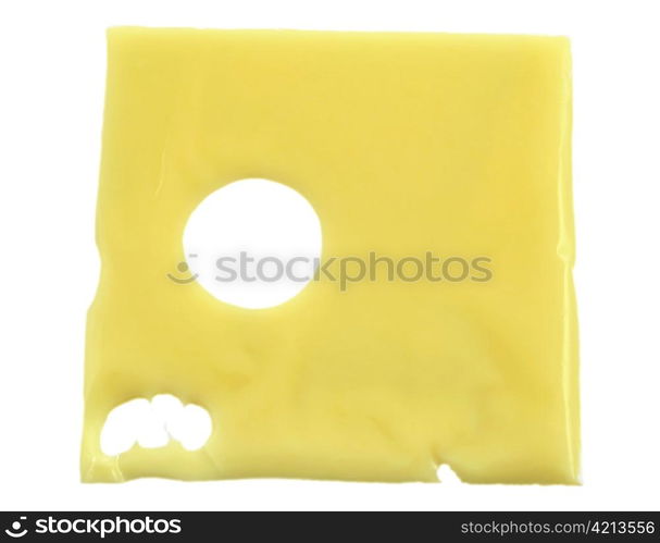 a slice of swiss cheese , close up shot