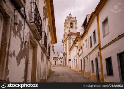 a small alley in the Village of Alter do Chao in Alentejo in  Portugal.  Portugal, Alter do Chao, October, 2021