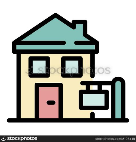 A small house icon. Outline a small house vector icon color flat isolated. A small house icon color outline vector
