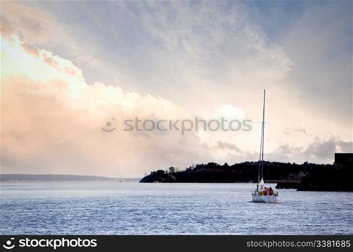 A small sail boat near Fredrikstad, Norway