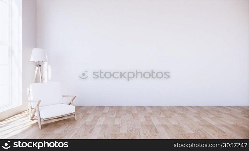 A small sofa in the , with light shining from the window.3D rendering