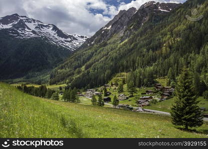 A small village in the Swiss Alps near Martigny in southwest Switzerland