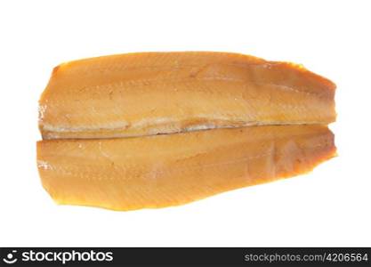 A smoked herring, or kipper, isolated over a white background.