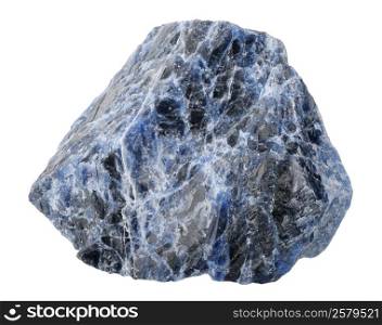 A splinter of sodalite, isolated on a white background