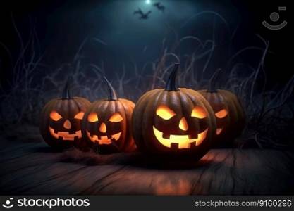 A spooky halloween pumpkin background created with generative AI technology