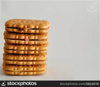 A stack of golden brown biscuits