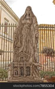 A statue of the Blessed Virgin Mary in the Madonna del Canneto sanctuary in the old town of Gallipoli (Le) in the southern of Italy