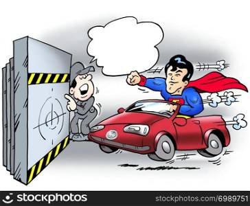 A steel man testing the car&rsquo;s safety level
