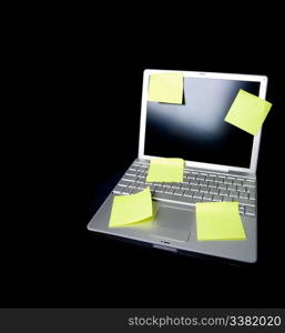 A sticky note on a laptop computer - remember this