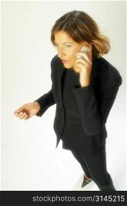 A stock photo of a business woman on the telephone