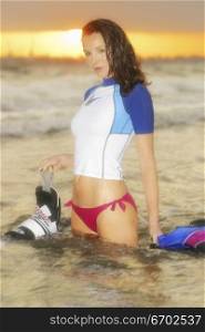 A stock photo of a woman enjoying water sports