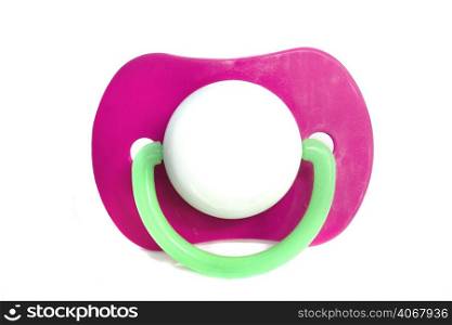 A stock photograph of a babies pacifier.