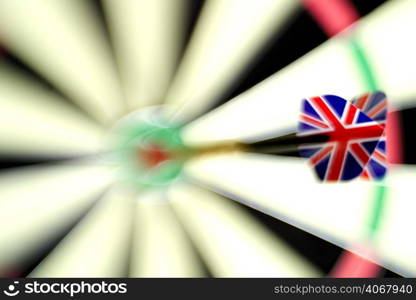 A stock photograph of a dart board with a dart hitting the bulls eye.