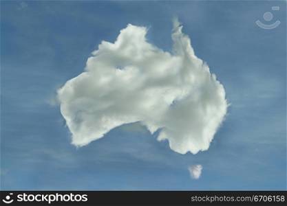 A stock photograph of a map of Australia made from Clouds.