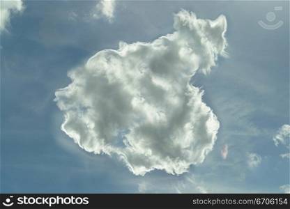 A stock photograph of a map of China a made from Clouds.