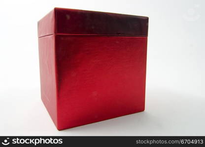 A stock photograph of a red box photographed against a white background. Melbourne Australia.