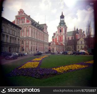A stock photograph of Franciscan Church Poznan, using a Holga camera which acheives an artistic and photographic effect.