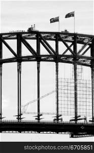 A stock photograph of the SydneyaHarbor Bridge, Australia.